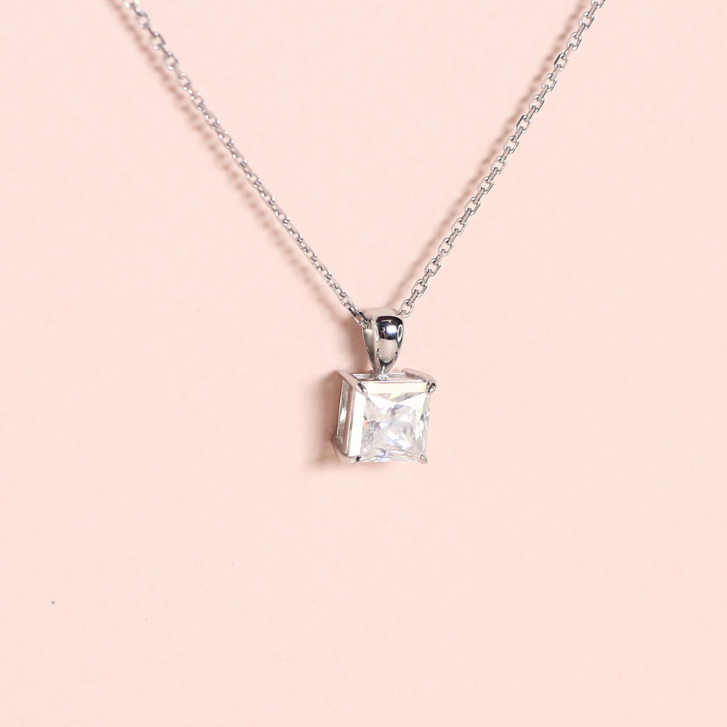 1ct Princess cut Moissanite necklace