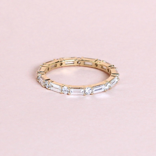 1.45cts Baguette and Round cut Full Eternity ring