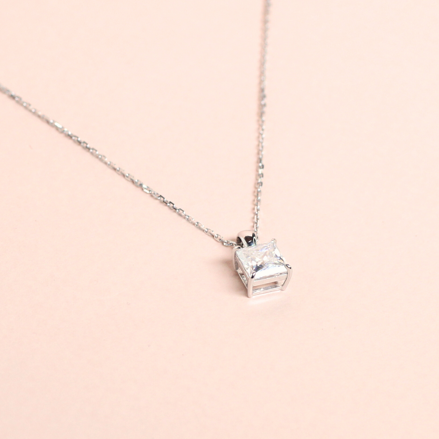 1ct Princess cut Moissanite necklace