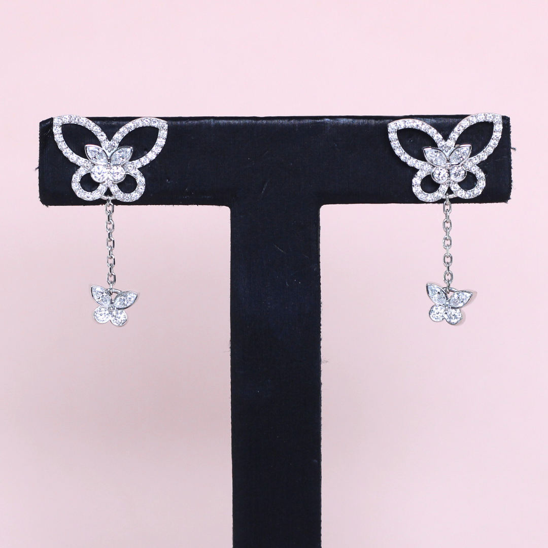 1.27cts Lab-grown Butterfly Dangling earrings