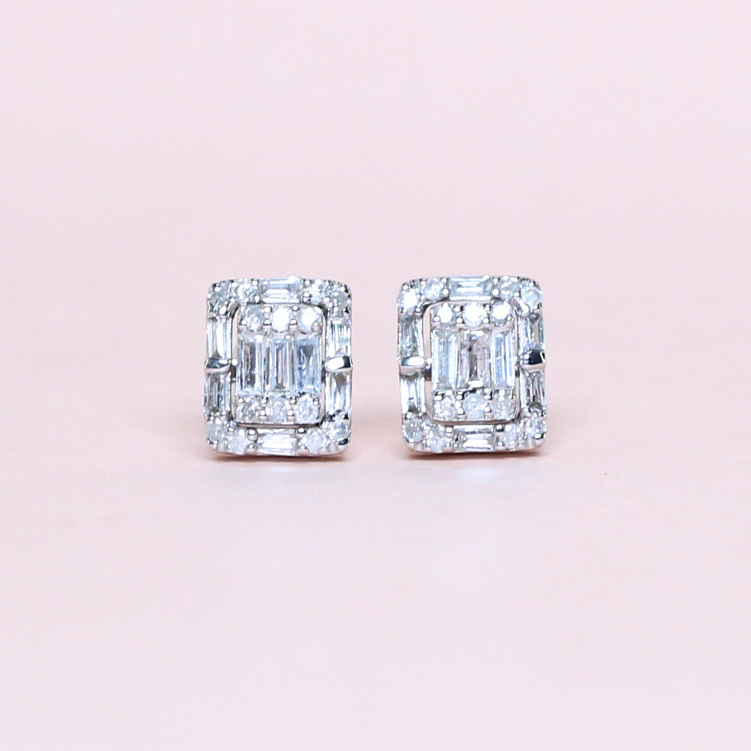 .50cts Emerald Illusion Stud earrings with detachable halo