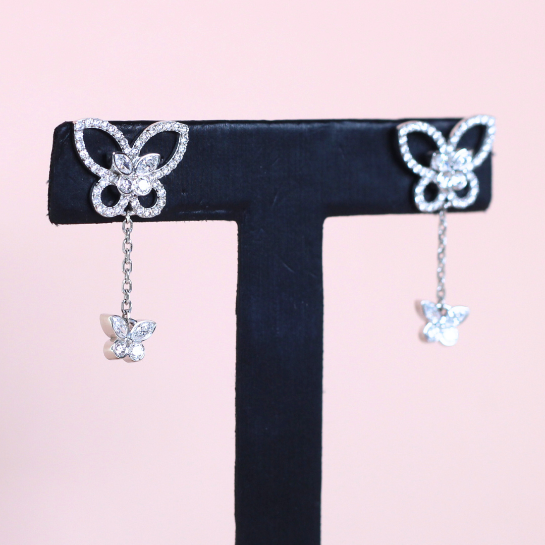 1.27cts Lab-grown Butterfly Dangling earrings