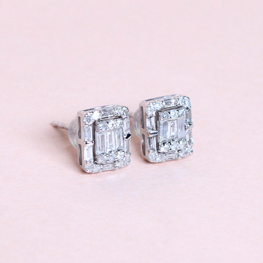.50cts Emerald Illusion Stud earrings with detachable halo