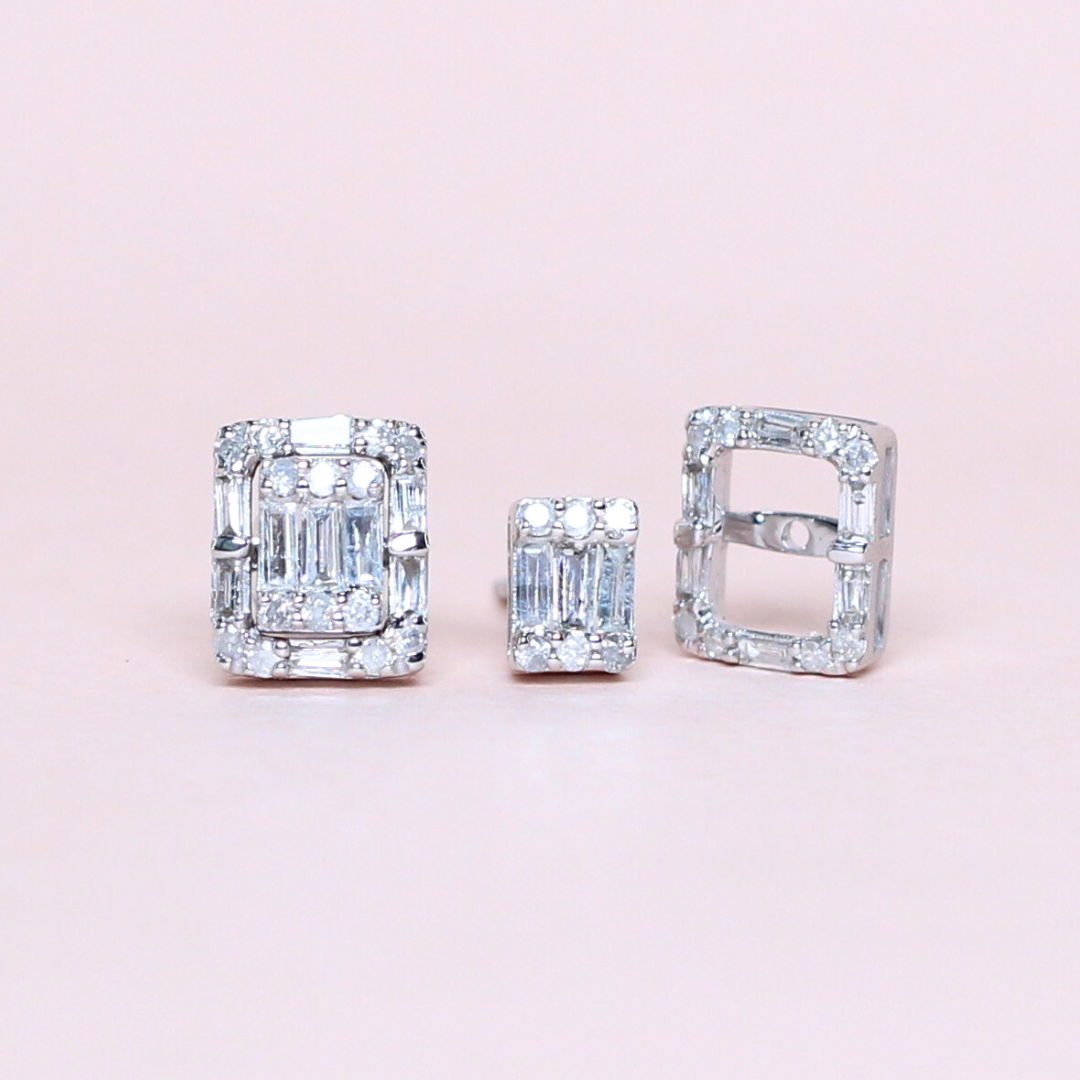 .50cts Emerald Illusion Stud earrings with detachable halo