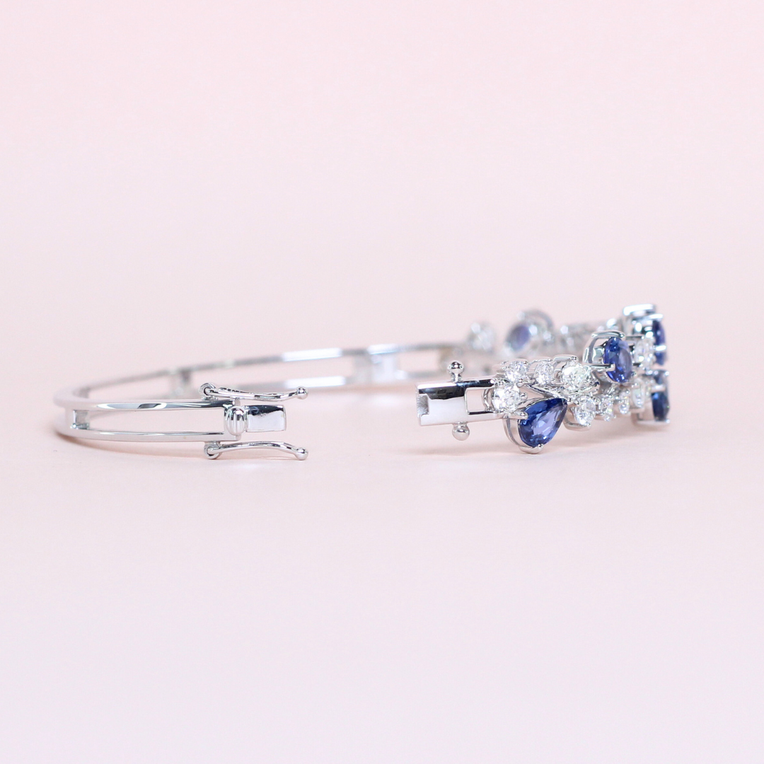 Sapphire and Diamond cluster bangle
