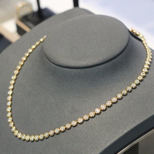 10.90cts Round cut Tennis necklace