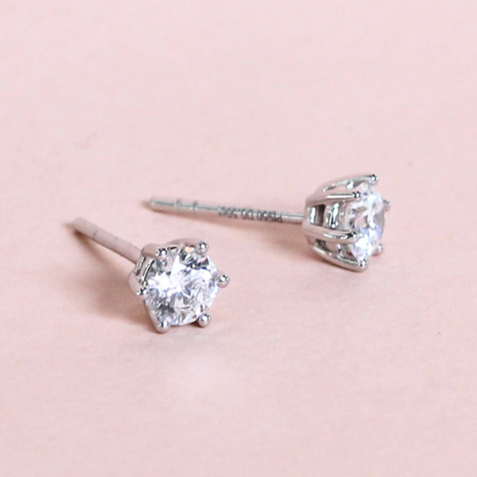 1cts Round cut Solitaire Stud earrings