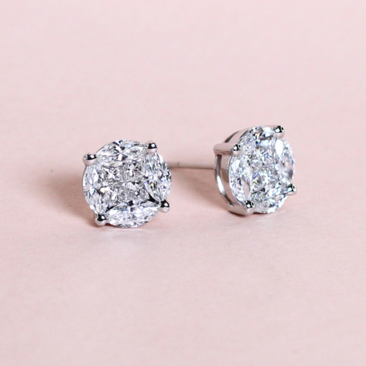2.16cts Round Illusion Stud earrings