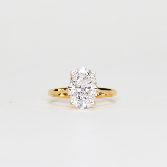 3cts Oval Lab-grown Solitaire ring petal prong