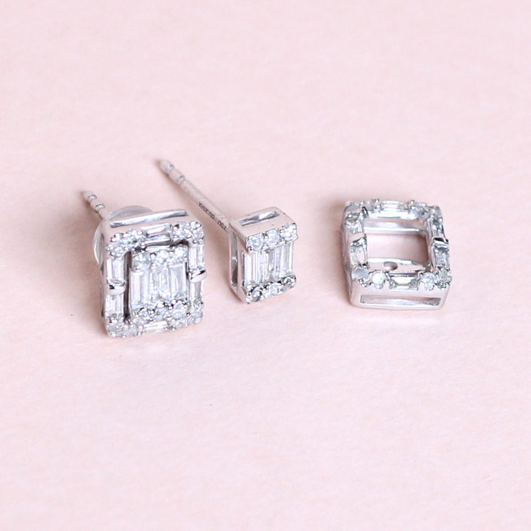 .50cts Emerald Illusion Stud earrings with detachable halo