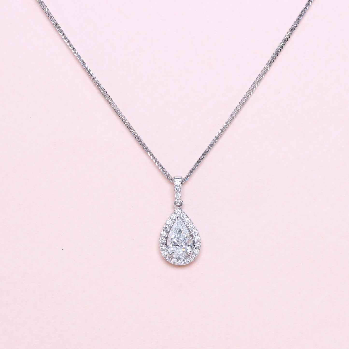 1.05ct Pear necklace with Halo