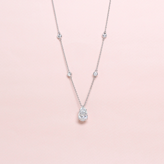 5.1cts Pear and Round cut Lab-grown necklace