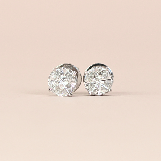 1.16cts Round Illusion Stud earrings