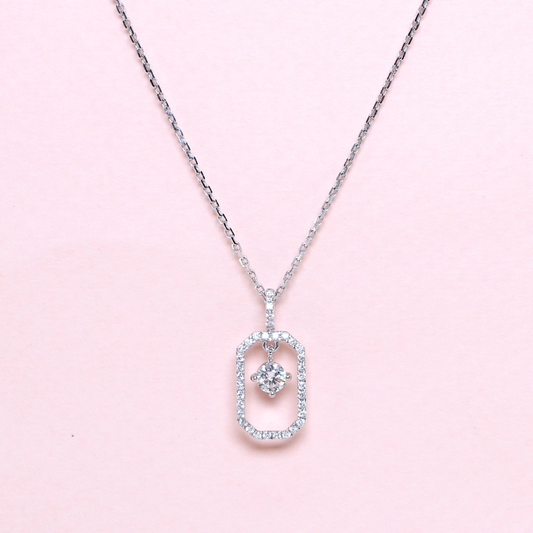 .38cts Round cut Dancing diamond necklace