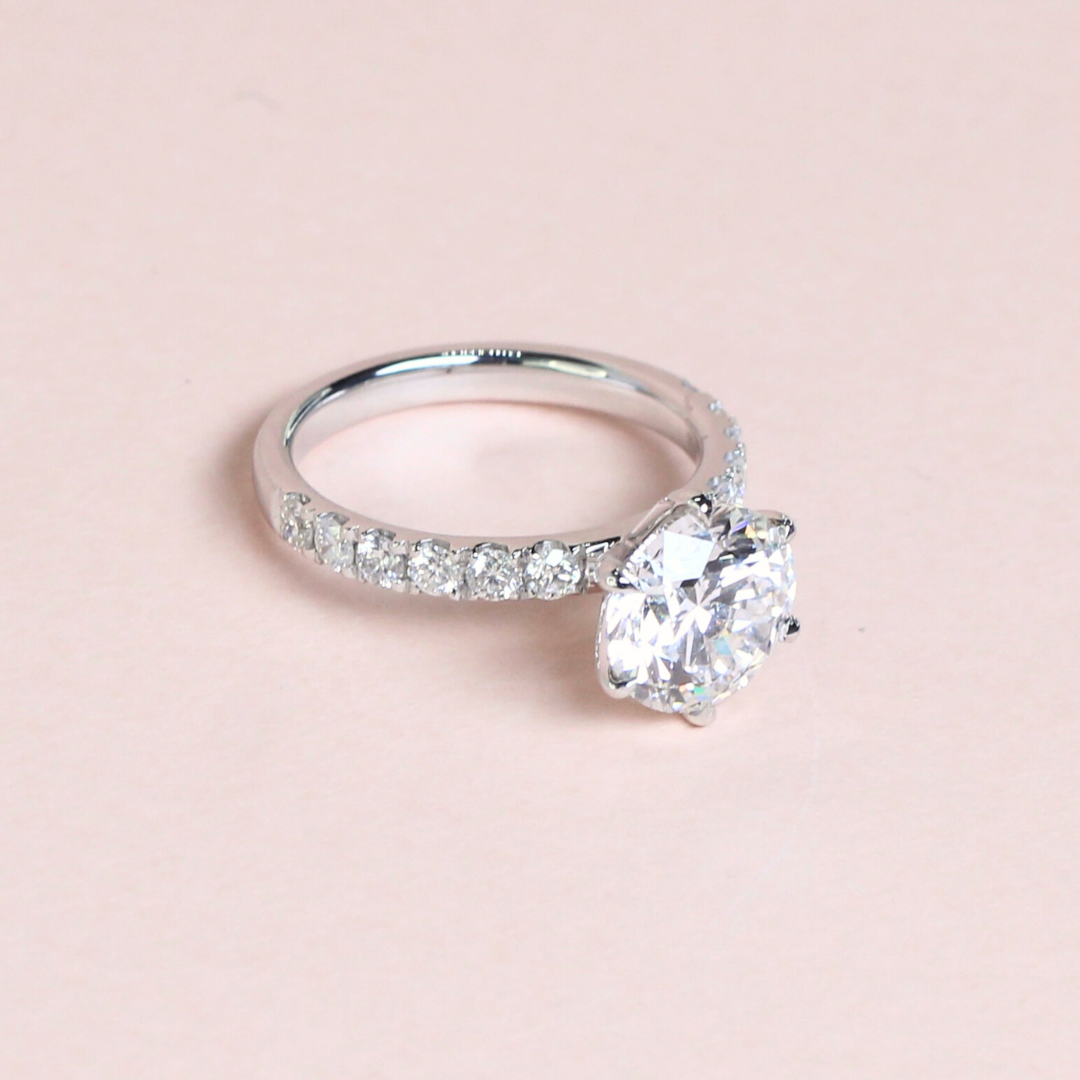 3.70cts Round cut Pavé Lab-grown ring