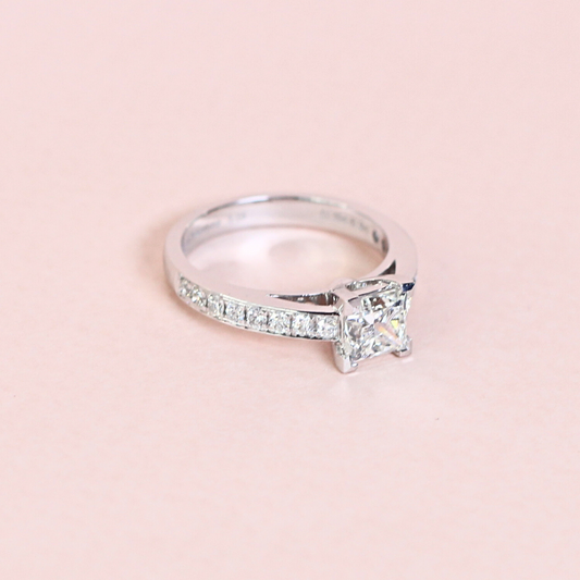 1.36cts Princess cut Channel ring