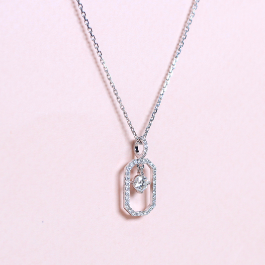 .38cts Round cut Dancing diamond necklace