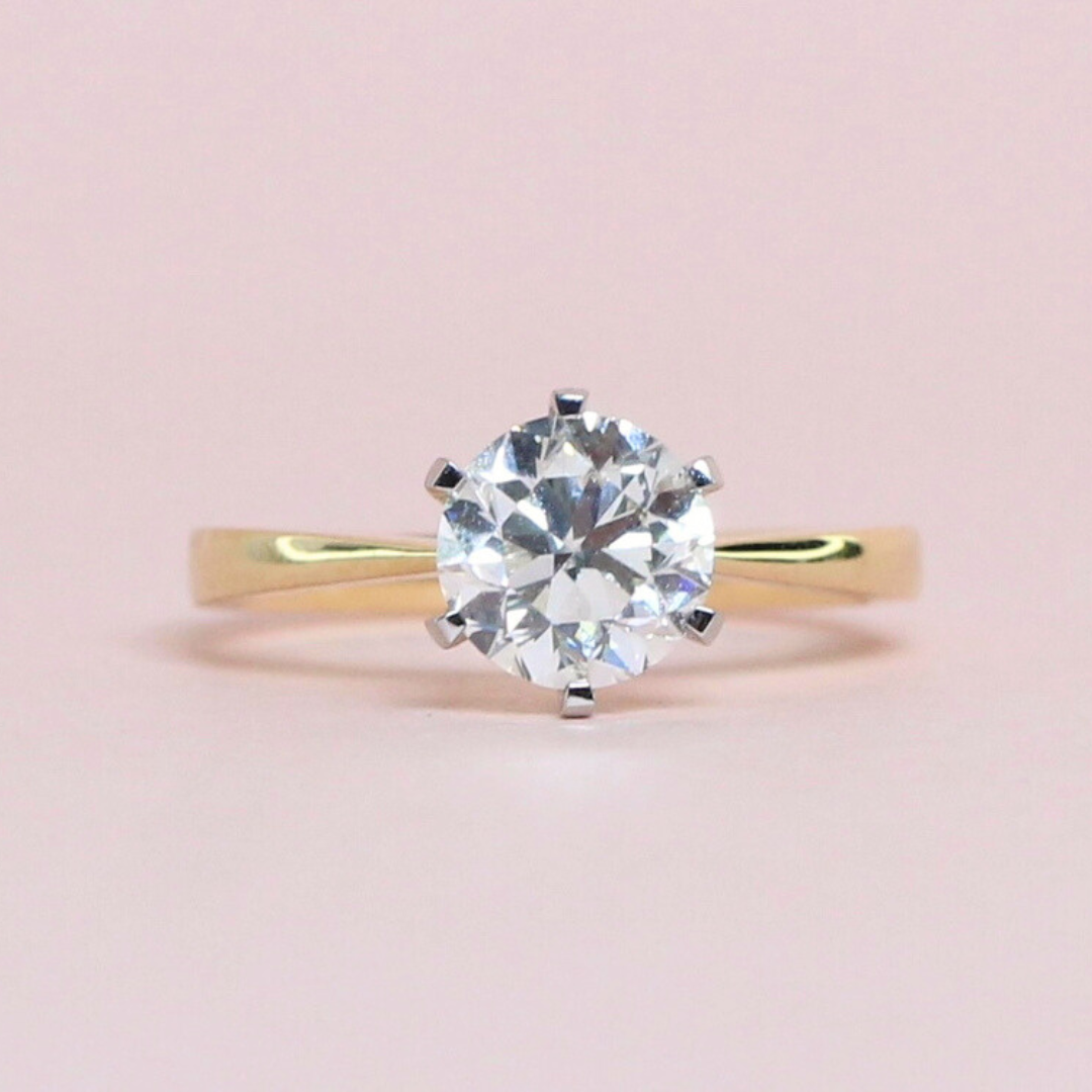 1.50ct Round cut Solitaire ring with Platinum prongs