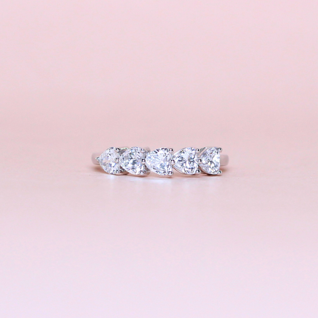 1.18cts 5-stone Heart cut Lab-grown ring