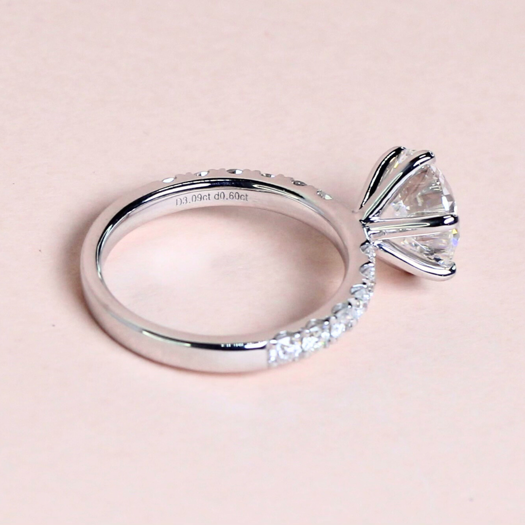 3.70cts Round cut Pavé Lab-grown ring