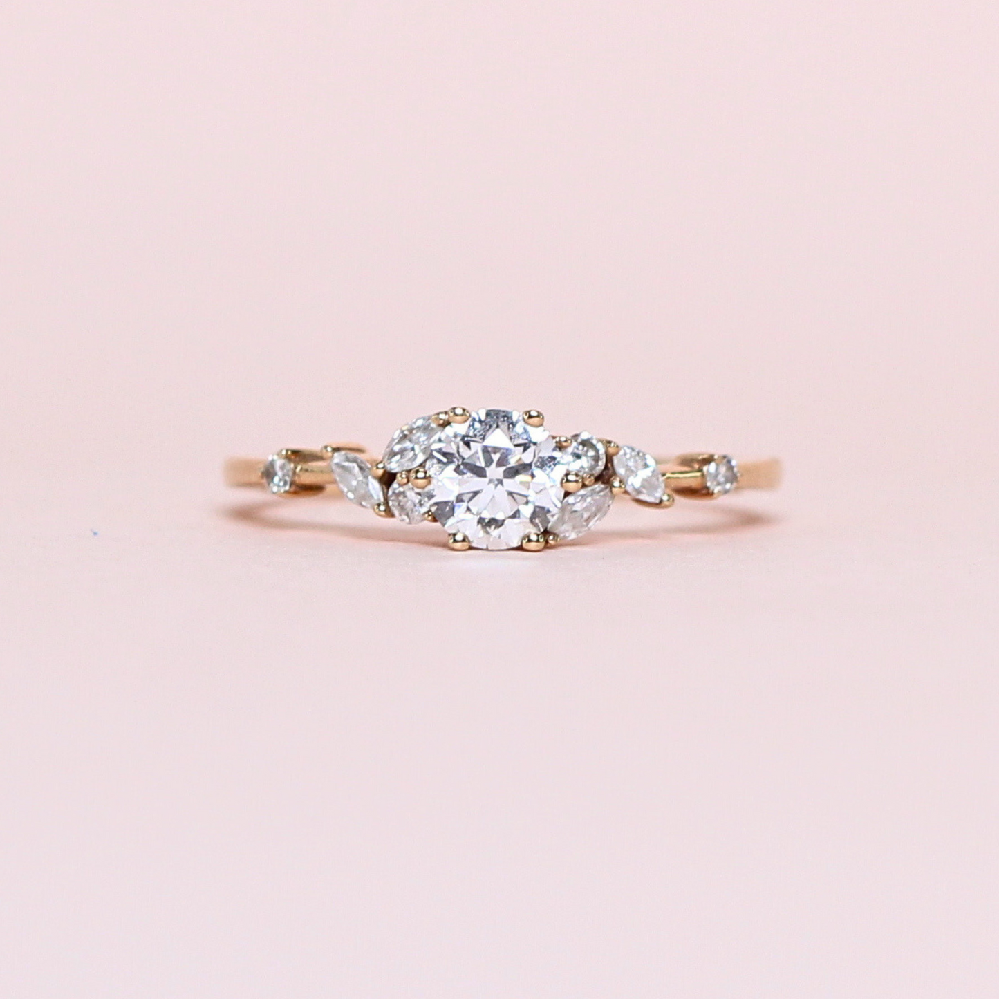 .65cts Round cut ring on modified band