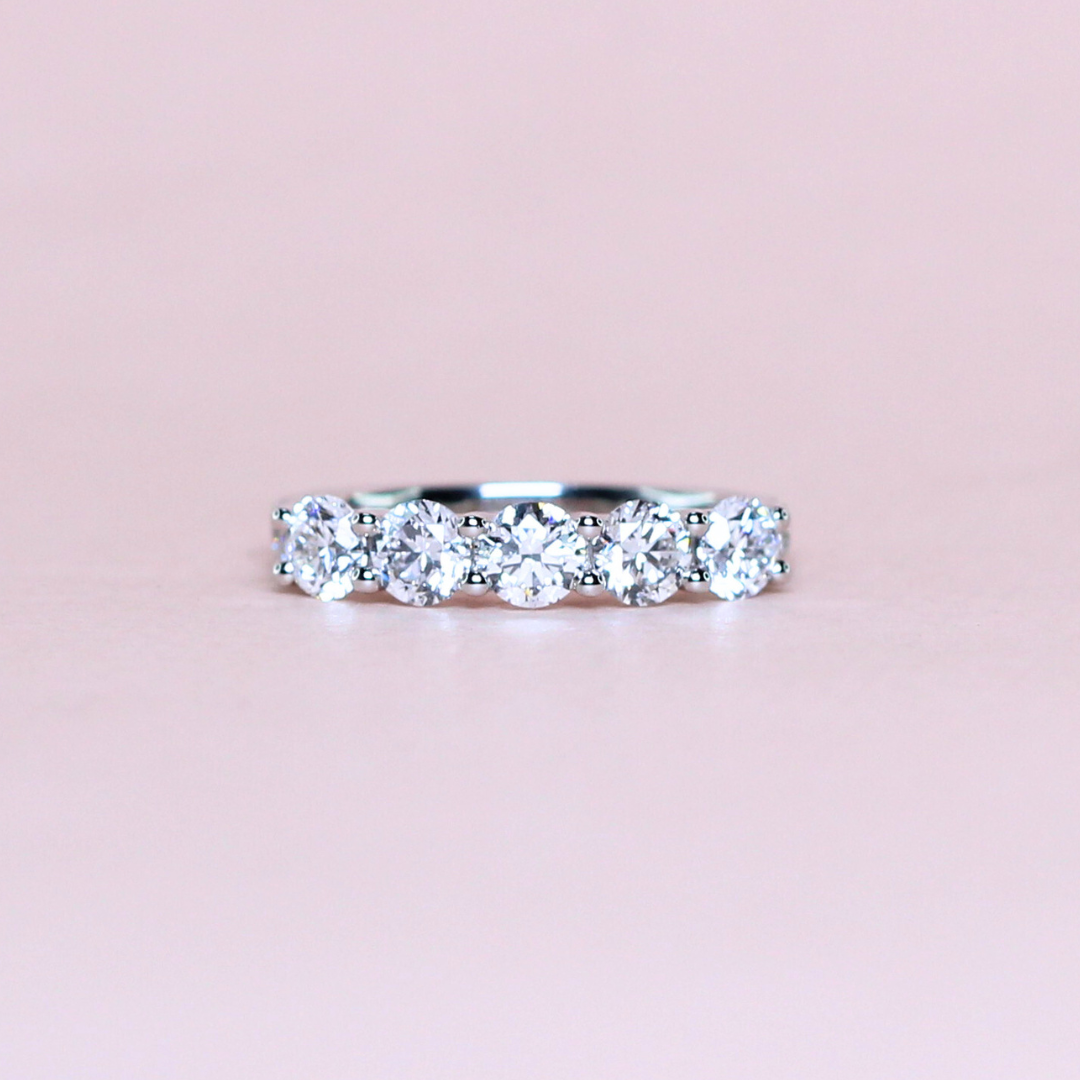 1.62cts 5-stone Round cut Lab-grown Pavé ring