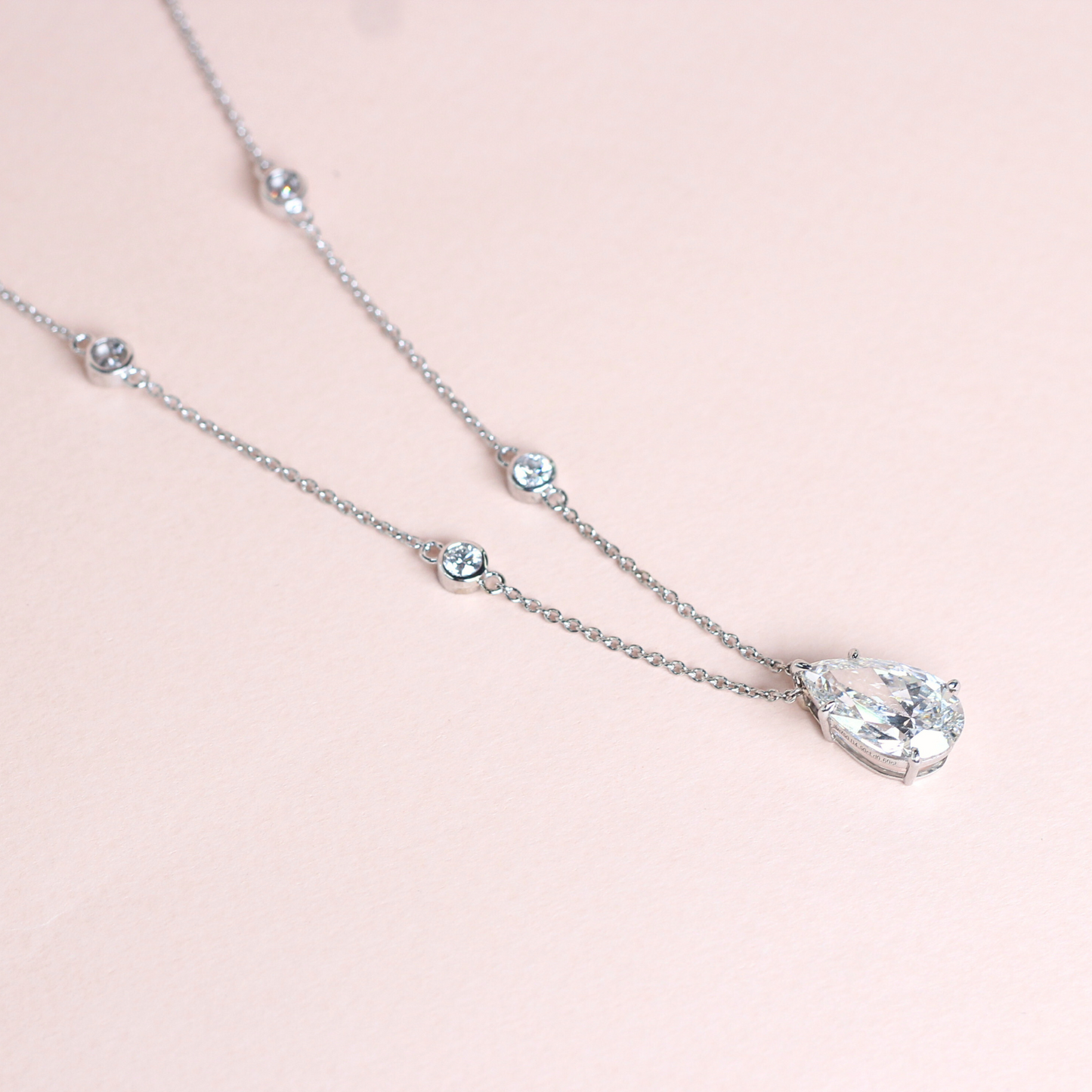 5.1cts Pear and Round cut Lab-grown necklace