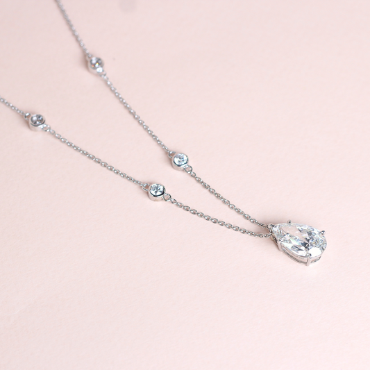 5.1cts Pear and Round cut Lab-grown necklace