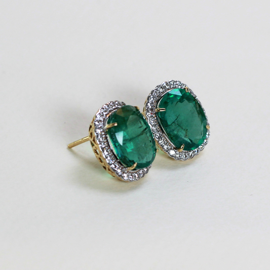 12.64ct Natural Columbian Emerald stud