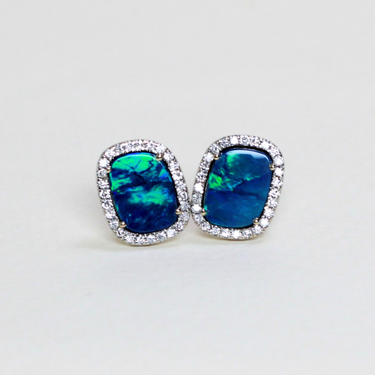 1.58cts Natural Blue Opal Doublet stud