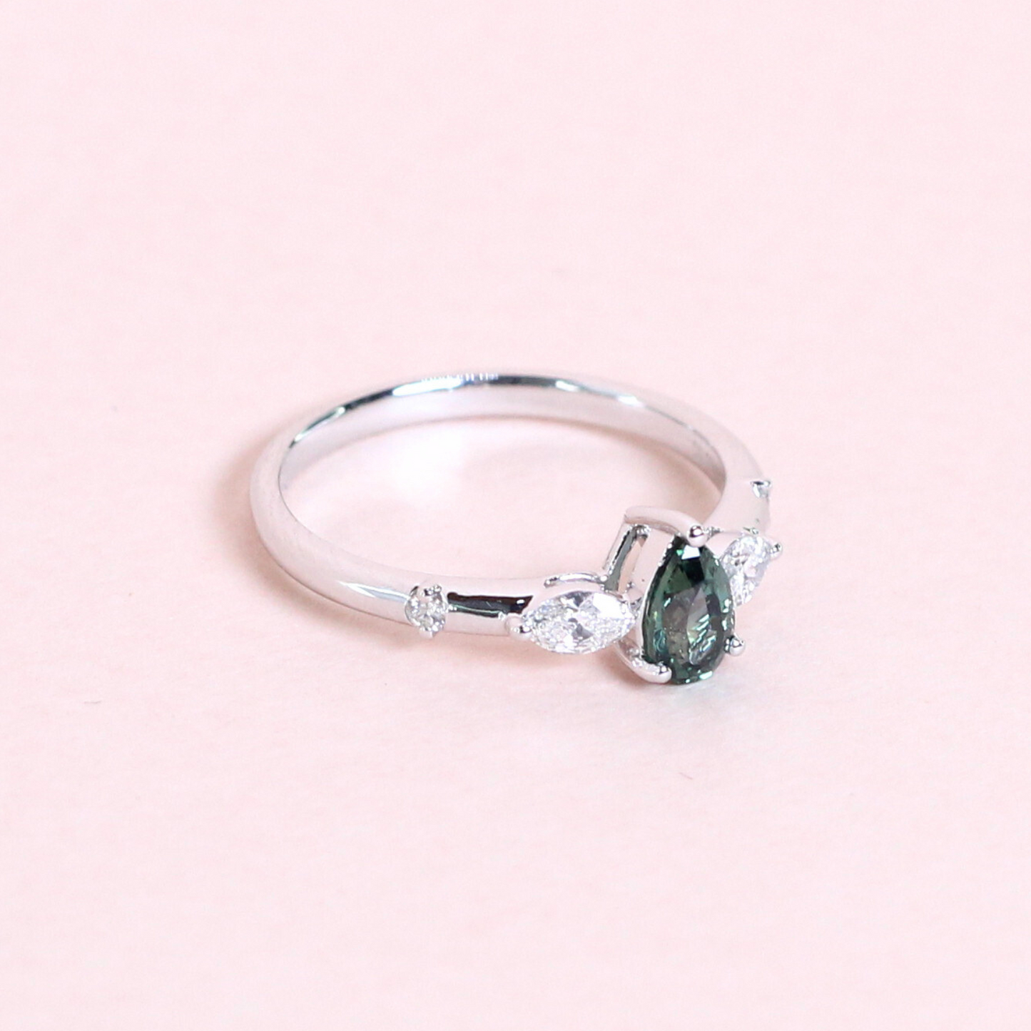 .53ct Pear cut Blue-green Sapphire ring