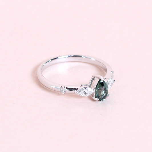 .53ct Pear cut Blue-green Sapphire ring