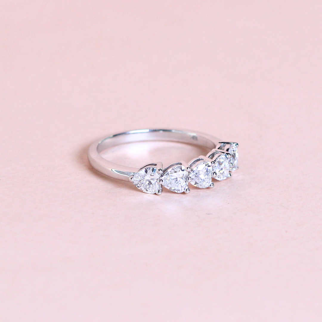 1.18cts 5-stone Heart cut Lab-grown ring
