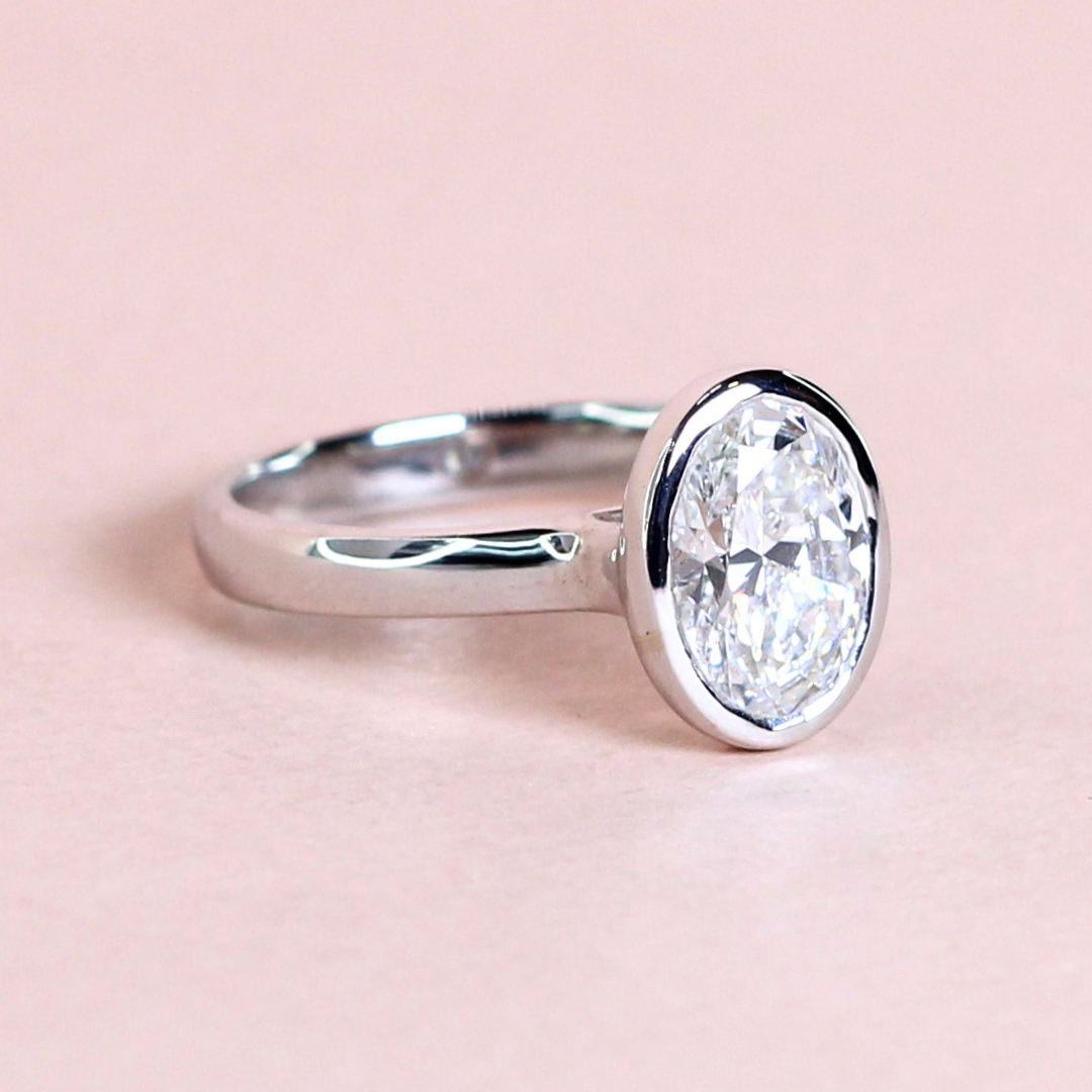 2.02ct Oval cut bezel Lab-grown ring