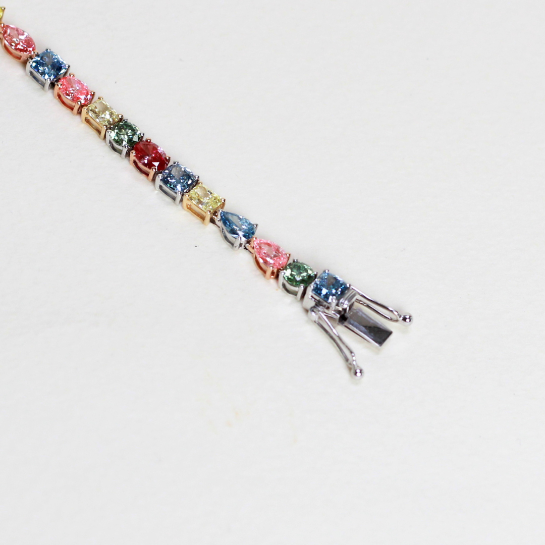 8.59cts Multishape Lab-grown colored stones bracelet