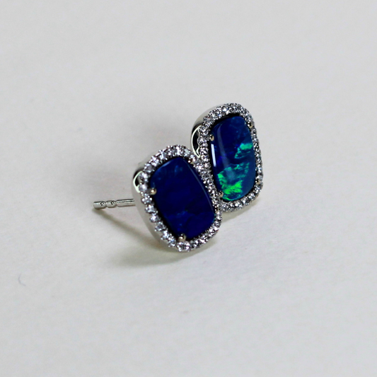 1.58cts Natural Blue Opal Doublet stud