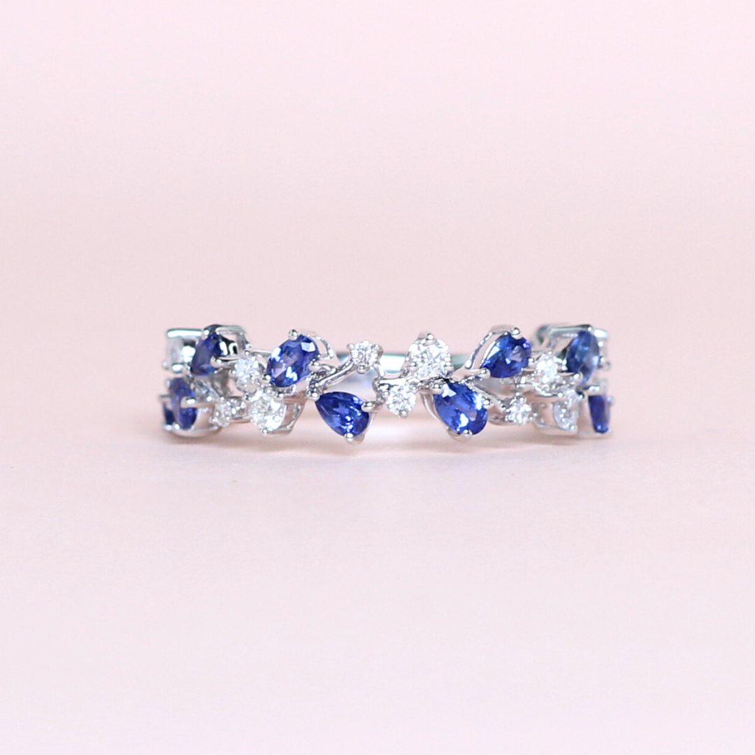 Sapphire and Diamond Cluster ring