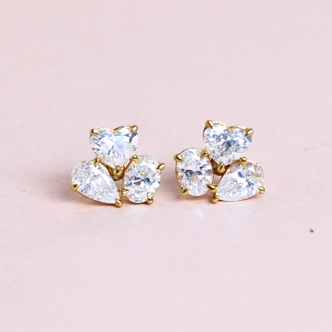2cts Multi-shape Cluster earrings