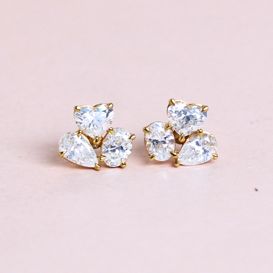 2cts Multi-shape cluster earrings