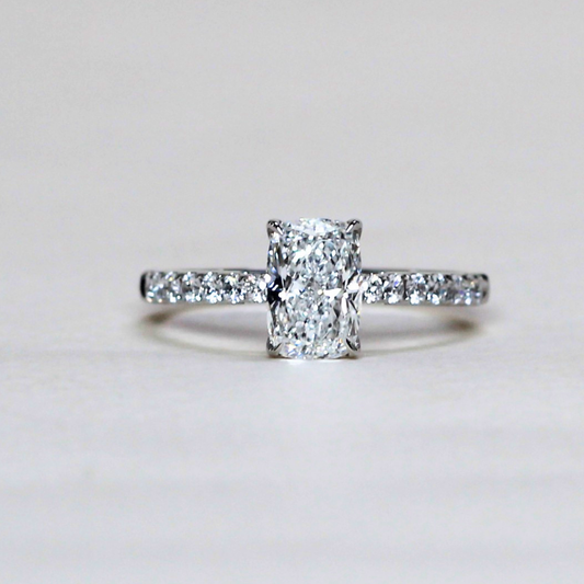 1.40cts Elongated Cushion Pavé lab-grown ring