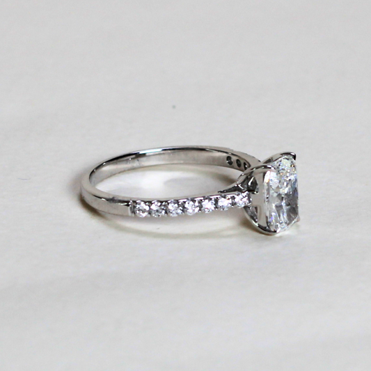 1.40cts Elongated Cushion Pavé lab-grown ring