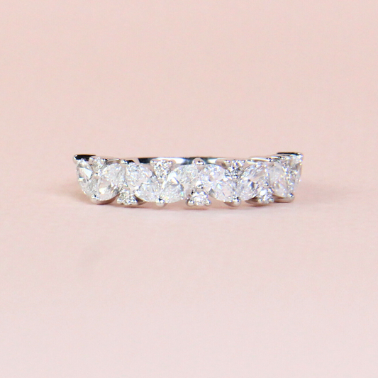 1.09cts Marquise and Round cut Half Eternity ring