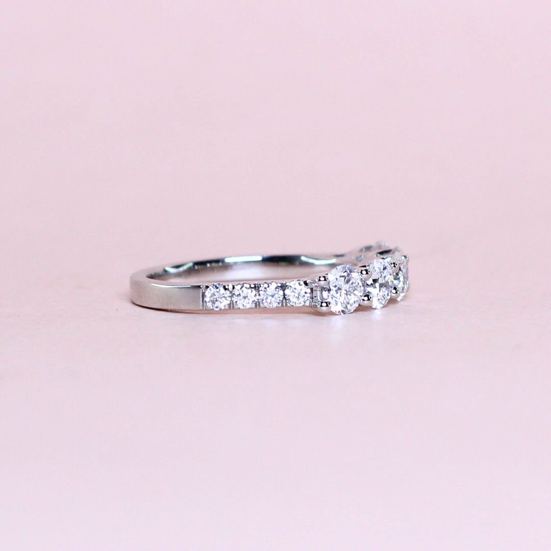 1.62cts 5-stone Round cut Lab-grown Pavé ring