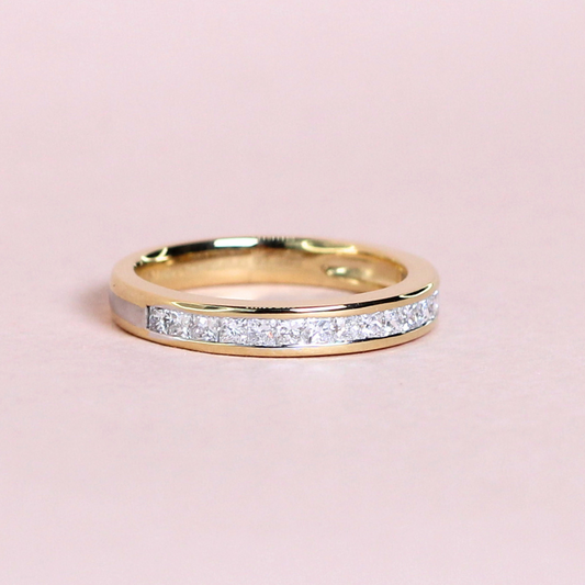 .52cts Princess cut Half Eternity Two-toned ring