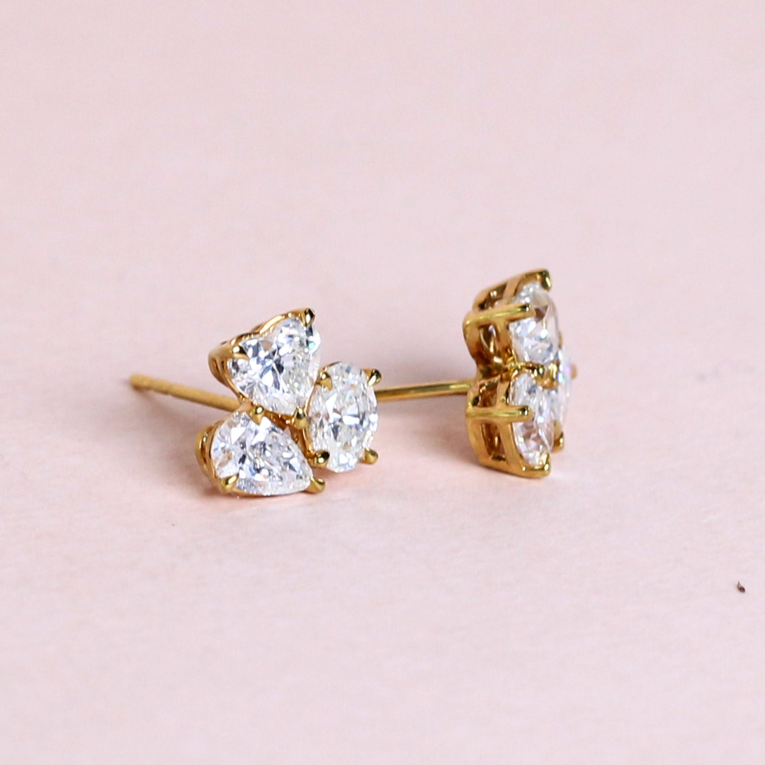 2cts Multi-shape Cluster earrings