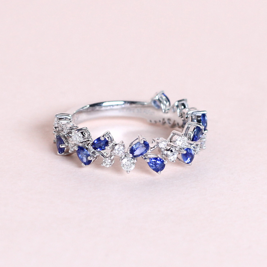 Sapphire and Diamond Cluster ring