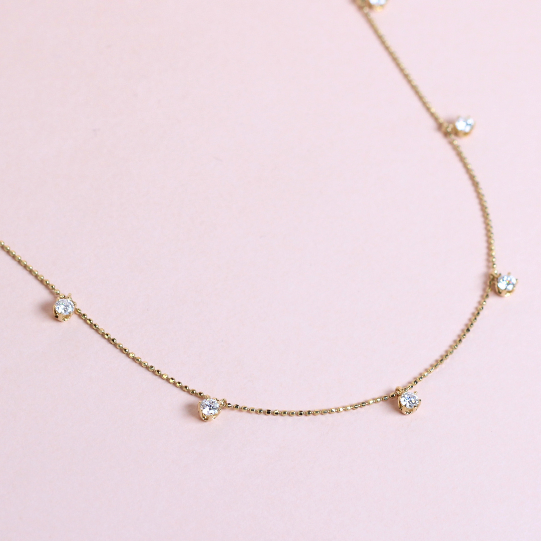 .70cts Round cut Lab-grown Station necklace