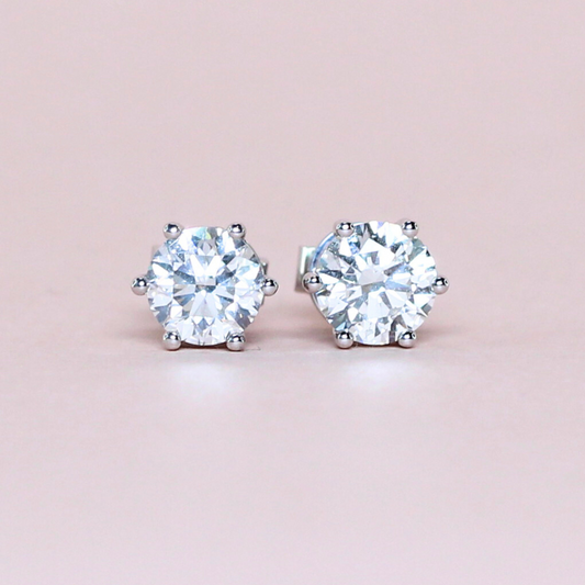 2cts Round cut Solitaire Stud earrings