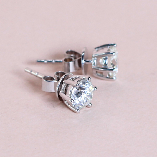 2cts Round cut Solitaire Stud earrings