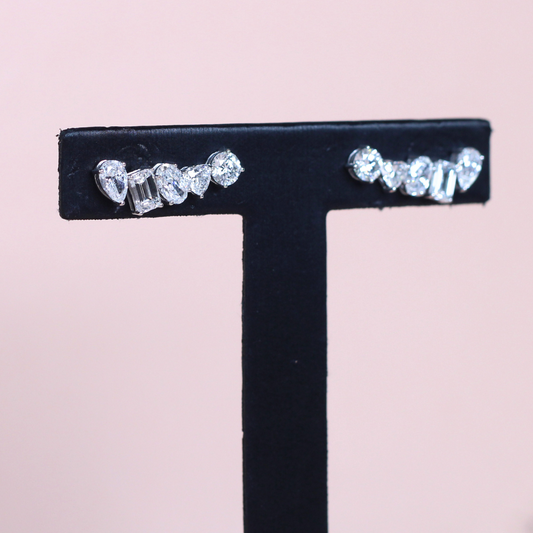 3.52cts Multi-shape Lab-grown Crawler earrings